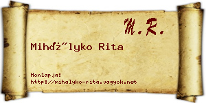 Mihályko Rita névjegykártya